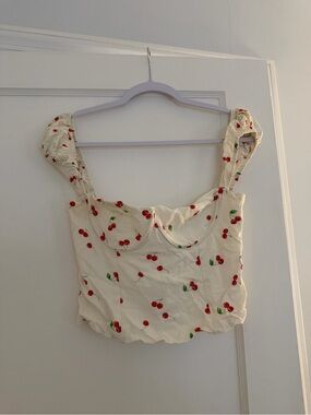 PERFECT FOR SUMMER Princess Polly Cream Cherry Bustier Crop Top